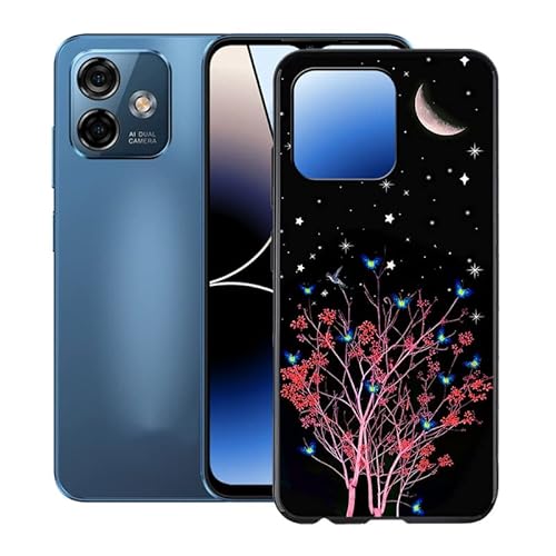 KJYF Hülle für Ulefone Note 16 Pro (6.52"), Schwarz Ultra Dünn Weiche Silikon TPU Case, Stoßfest FallSchutz Schutzhülle Cover, Anti-Kratzer Handyhülle für Ulefone Note 16 Pro - Roter Baum von KJYF