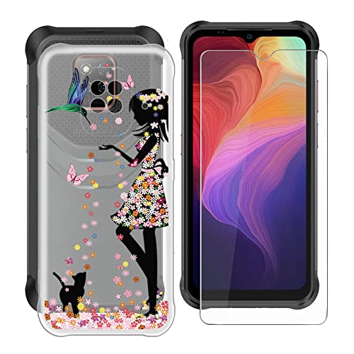 KJYF- Hülle für Ulefone Power Armor 14 (6.52"),Transparent Flüssige Silikon Schutzhülle Cover Und [1 Stück Display Gehärtetem Glasfolie Schutzfolie] Anti-Kratzen Handyhülle - Mädchen von KJYF