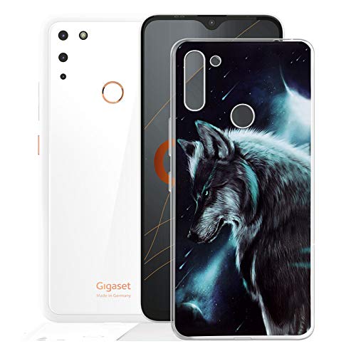 KJYF Schutzhülle Schale für Gigaset GS4 (6.30 Zoll), Hülle Tasche Silikon Case Transparent TPU Cover Bumper Anti-Kratzen Protective für Gigaset GS4 - Einsamer Wolf von KJYF