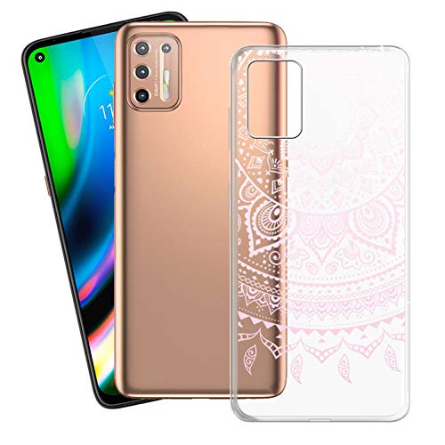 KJYF Schutzhülle Schale für Motorola Moto G9 Plus (6.81 Zoll), Hülle Tasche Silikon Case Transparent TPU Cover Bumper Anti-Kratzen Protective für Moto G9 Plus - Pulver Mandala von KJYF