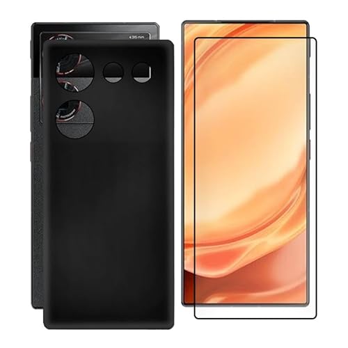 KJYFür ZTE Nubia Z50 Ultra Handyhülle + Gehärtetem Glasfolie, Schwarz Silikon TPU Case Stoßfest Hülle Cover, Anti-Kratzer Schale Schutzhülle für ZTE Nubia Z50 Ultra (6.80") - Einfach von KJYF