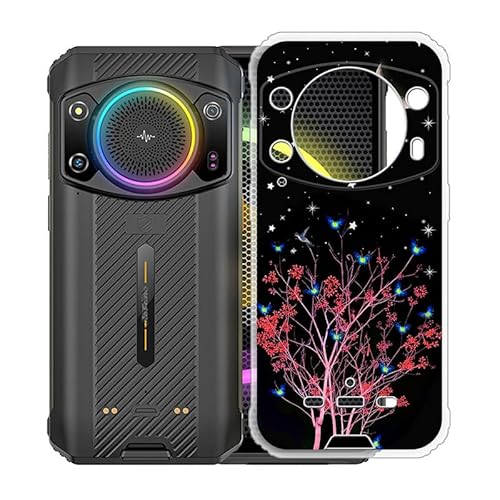 für Ulefone Armor 21 Handyhülle, KJYF Stoßfeste Weiche Case TPU-Silikon Schutzhülle, Transparent Kratzfeste Rückseite Hülle für Ulefone Armor 21 (6.58") - Roter Baum von KJYF