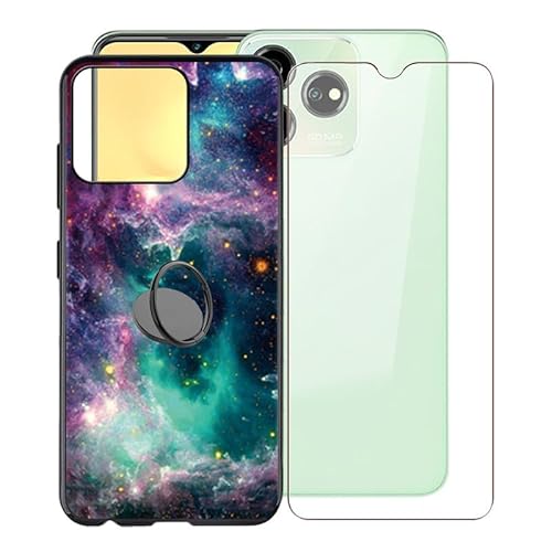 KJYFOANI Handyhülle Schwarz für ZTE Blade V50S (6.60"), Weiche Schutzhülle + 1 Stück Gehärtetem Glas Schutzfolie, 360° Drehbar Handy-Ringhalter Cover für ZTE Blade V50S - Glitzern von KJYFOANI