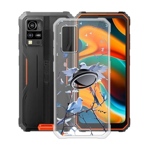 KJYFOANI Handyhülle für Blackview BV4800 SE (6.56"), Transparent Weiche Silikon Schutzhülle mit 360° Drehbar Handy-Ringhalter, FallSchutz Bumper Hülle für Blackview BV4800 SE - Freier Vogel von KJYFOANI