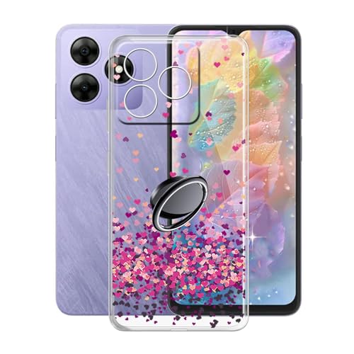 KJYFOANI Handyhülle für Blackview Wave 8 (6.56"), Transparent Weiche Silikon Schutzhülle mit 360° Drehbar Handy-Ringhalter, FallSchutz Bumper Hülle für Blackview Wave 8 - Rosa Liebe von KJYFOANI