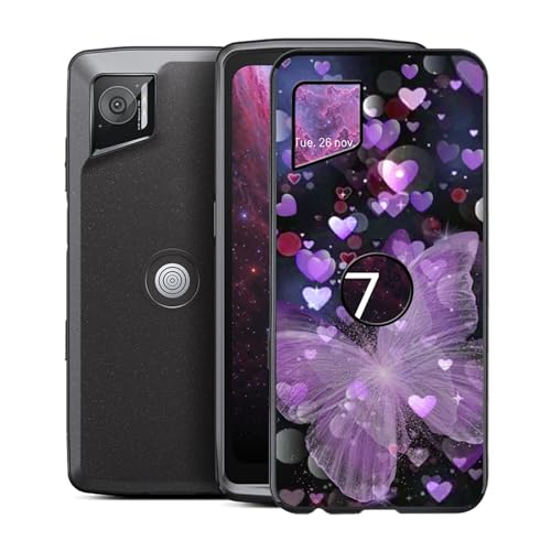KJYFOANI Handyhülle für Crosscall Stellar M6E (6.1"),Schwarz Ultra Dünn Weiche Silikon TPU Schutzhülle, Stoßfest Kratzfest Bumper Hülle für Crosscall Stellar M6E - Lila Schmetterling von KJYFOANI