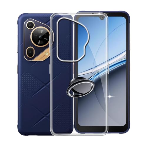KJYFOANI Handyhülle für Fossibot F112 Pro (6.88"), Transparent Weiche Silikon Schutzhülle mit 360° Drehbar Handy-Ringhalter, FallSchutz Bumper Hülle für Fossibot F112 Pro - Transparent von KJYFOANI