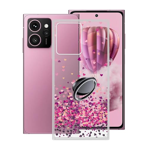 KJYFOANI Handyhülle für HMD Skyline (6.65"), Transparent Weiche Silikon Schutzhülle mit 360° Drehbar Handy-Ringhalter, FallSchutz Bumper Hülle für HMD Skyline - Rosa Liebe von KJYFOANI