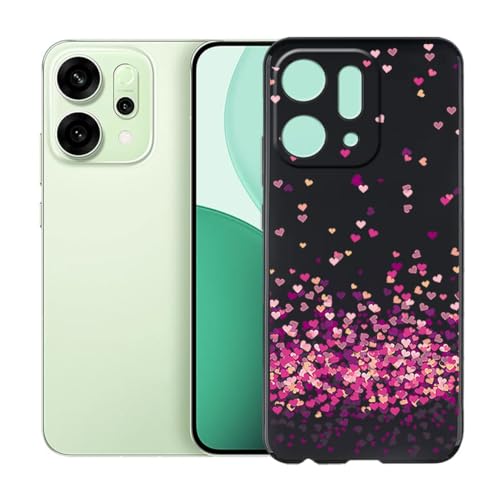 KJYFOANI Handyhülle für Oppo Reno14 (6.59"),Schwarz Ultra Dünn Weiche Silikon TPU Schutzhülle, Stoßfest Kratzfest Bumper Hülle für Oppo Reno14 - Rosa Liebe von KJYFOANI