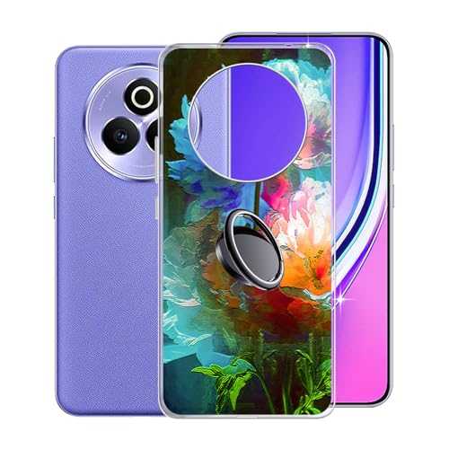 KJYFOANI Handyhülle für Realme P3 Pro 5G (6.83"), Transparent Weiche Silikon Schutzhülle mit 360° Drehbar Handy-Ringhalter, FallSchutz Bumper Hülle für Realme P3 Pro 5G - Blühend von KJYFOANI