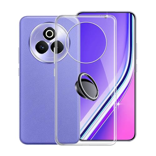 KJYFOANI Handyhülle für Realme P3 Pro 5G (6.83"), Transparent Weiche Silikon Schutzhülle mit 360° Drehbar Handy-Ringhalter, FallSchutz Bumper Hülle für Realme P3 Pro 5G - Transparent von KJYFOANI