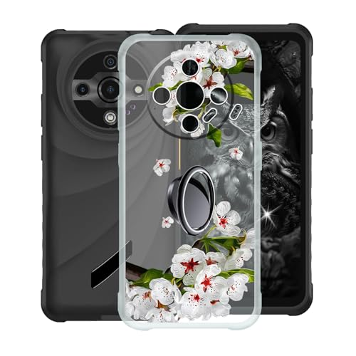 KJYFOANI Handyhülle für Ulefone Armor X31 (6.56"), Transparent Weiche Silikon Schutzhülle mit 360° Drehbar Handy-Ringhalter, FallSchutz Bumper Hülle für Ulefone Armor X31 - Birnenblüte von KJYFOANI