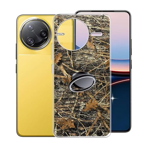 KJYFOANI Handyhülle für Xiaomi Poco F7 Pro (6.67"), Transparent Weiche Silikon Schutzhülle mit 360° Drehbar Handy-Ringhalter, FallSchutz Bumper Hülle für Xiaomi Poco F7 Pro - XV55 von KJYFOANI