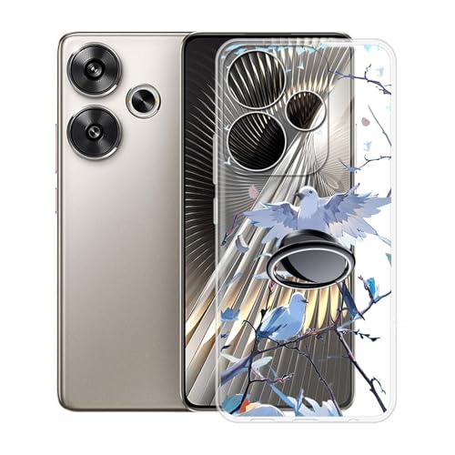 KJYFOANI Handyhülle für Xiaomi Redmi 13, Transparent Weiche Silikon TPU Schutzhülle mit 360° Drehbar Handy-Ringhalter, FallSchutz Schale Hülle für Xiaomi Redmi 13 (6.79") - Freier Vogel von KJYFOANI
