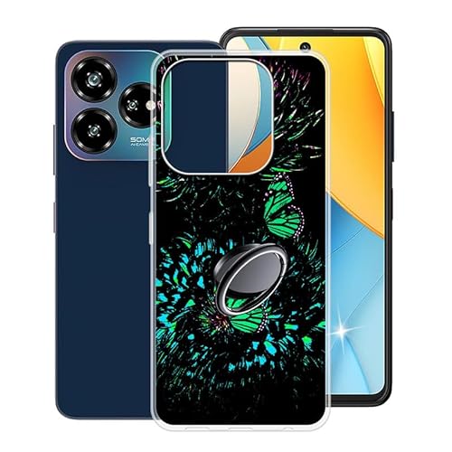 KJYFOANI Handyhülle für ZTE Blade V60 Vita (6.60"), Transparent Weiche Silikon TPU Schutzhülle mit 360° Drehbar Handy-Ringhalter, FallSchutz Bumper Hülle für ZTE Blade V60 Vita - XV50 von KJYFOANI