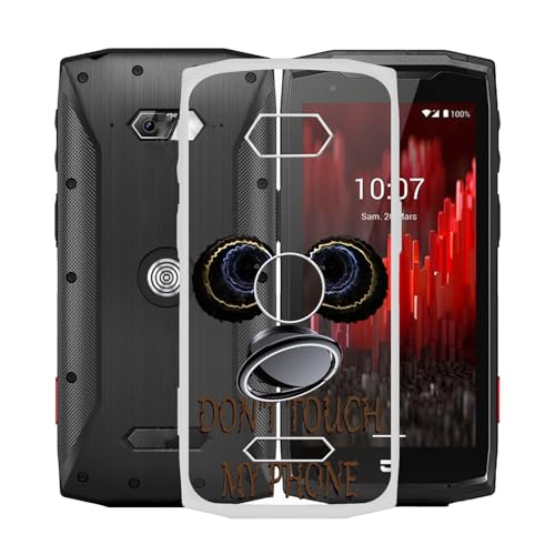 KJYFOANI Handyhülle für crosscall core m5 (4.95"), Transparent Weiche Silikon Schutzhülle mit 360° Drehbar Handy-Ringhalter, FallSchutz Bumper Hülle für crosscall core m5 - Don't Touch von KJYFOANI