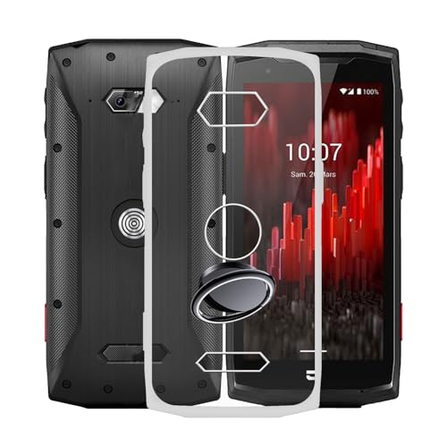 KJYFOANI Handyhülle für crosscall core m5 (4.95"), Transparent Weiche Silikon Schutzhülle mit 360° Drehbar Handy-Ringhalter, FallSchutz Bumper Hülle für crosscall core m5 - Transparent von KJYFOANI