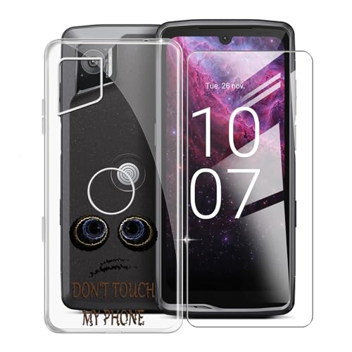 KJYFOANI Hülle für Crosscall Stellar M6 (6.1") + 1 Stück Gehärtetem Glas Schutzfolie, Transparent Weiche Silikon TPU Schutzhülle - Kratzfest Handyhülle für Crosscall Stellar M6 - Don't Touch von KJYFOANI