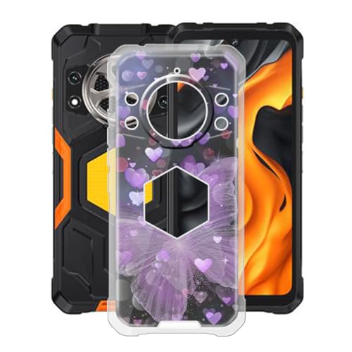 KJYFOANI Hülle für Cubot Kingkong Power 5 (6.88"), Transparente Weiche Silikon TPU Bumper Cover, Ultradünne Schutzhülle FallSchutz Stoßfeste Handyhülle für -Lila Schmetterling von KJYFOANI