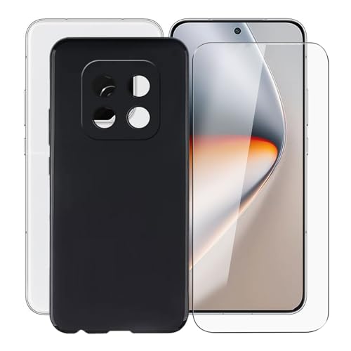KJYFOANI Hülle für Honor GT Pro (6.78") Handyhülle und 1 Stück Schutzglas Gehärteter Film,Ultra Dünn Weiche Silikon Stoßfest Schutzhülle,Schwarz Hülle für - Schwarz von KJYFOANI