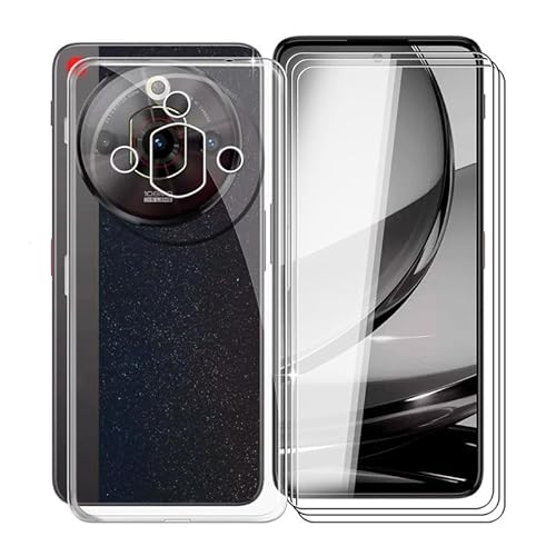 KJYFOANI Hülle für Nubia Focus Pro 5G (6.72") + 3 Stück Gehärtetem Glas Schutzfolie, Transparent Weiche Silikon TPU Schutzhülle - Kratzfest Handyhülle für Nubia Focus Pro 5G - Glasklar von KJYFOANI