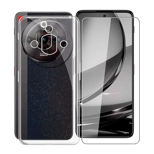 KJYFOANI Hülle für Nubia Focus Pro 5G (6.72") Handyhülle, Transparent Silikon Cover Weiche TPU Case Stoßfeste Kratzfeste Schutzhülle + 9H Härte Glas Schutzfolie für Nubia Focus Pro 5G - Glasklar von KJYFOANI
