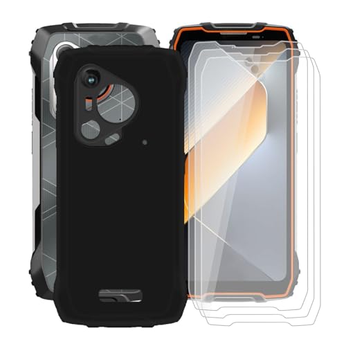 KJYFOANI für Blackview BL7000 Handyhülle und 3 Stück Schutzglas Gehärteter Film,Ultra Dünn Weiche Silikon Stoßfest Schutzhülle,Schwarz FallSchutz Hülle für Blackview BL7000 (6.78") - Einfach von KJYFOANI