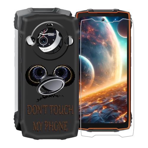 KJYFOANI für Blackview BV8200 (6.50") Handyhülle+1 Stück Schutzglas Gehärteter Film,Schwarz Weiche Silikon Stoßfest Schutzhülle mit Handy-Ringhalter, für Blackview BV8200 Hülle - Don't Touch von KJYFOANI
