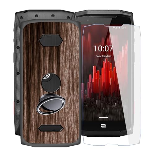 KJYFOANI für Crosscall Core M5 (4.95") Handyhülle+1 Stück Schutzglas Gehärteter Film,Schwarz Weiche Silikon Stoßfest Schutzhülle mit Handy-Ringhalter, für Crosscall Core M5 Hülle - XV22 von KJYFOANI