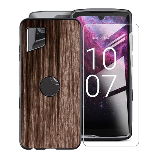 KJYFOANI für Crosscall Stellar M6 Handyhülle und 1 Stück Schutzglas Gehärteter Film,Ultra Dünn Weiche Silikon Stoßfest Schutzhülle,Schwarz Hülle für Crosscall Stellar M6 (6.1") - Holzstil von KJYFOANI