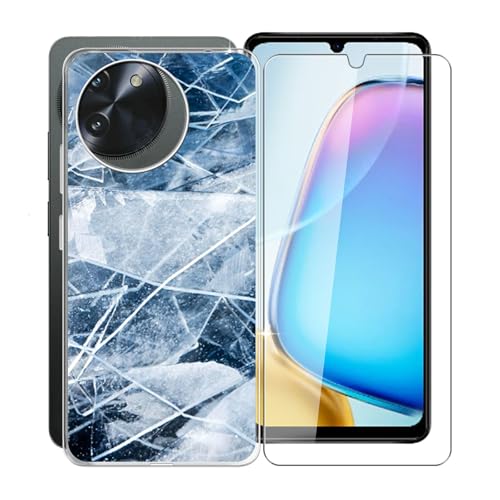 KJYFOANI für Doogee Note 59 Handyhülle mit 1 Stück Gehärtetem Glas Displayschutz, Transparent Weiche Silikon TPU Case Stoßfeste Kratzfeste Hülle für Doogee Note 59 (6.75") - XV19 von KJYFOANI