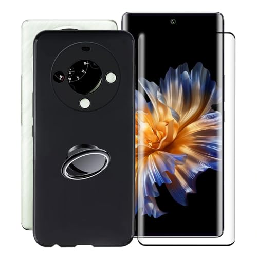 KJYFOANI für Fossibot S3 Pro (6.67") Handyhülle+1 Stück Schutzglas Gehärteter Film,Schwarz Weiche Silikon Schutzhülle mit Handy-Ringhalter, für Fossibot S3 Pro Hülle - Schwarz von KJYFOANI