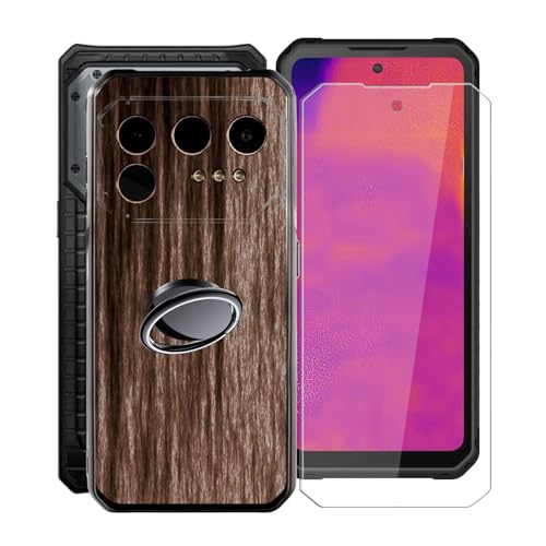 KJYFOANI für IIIF150 Raptor 5G (6.78") Handyhülle+1 Stück Schutzglas Gehärteter Film,Schwarz Weiche Silikon Stoßfest Schutzhülle mit Handy-Ringhalter, für IIIF150 Raptor 5G Hülle - XV22 von KJYFOANI