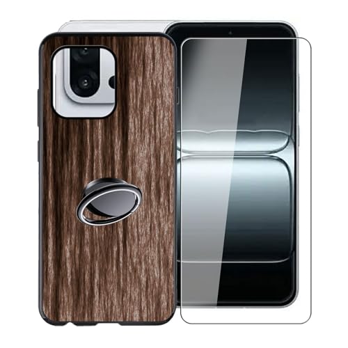 KJYFOANI für OnePlus 13T (6.31") Handyhülle+1 Stück Schutzglas Gehärteter Film,Schwarz Weiche Silikon Stoßfest Schutzhülle mit Handy-Ringhalter, für OnePlus 13T Hülle - XV22 von KJYFOANI