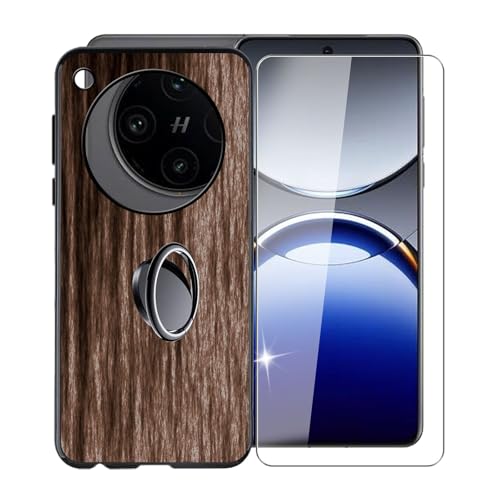 KJYFOANI für Oppo Find X8s (6.30") Handyhülle+1 Stück Schutzglas Gehärteter Film,Schwarz Weiche Silikon Stoßfest Schutzhülle mit Handy-Ringhalter, für Oppo Find X8s Hülle - XV22 von KJYFOANI