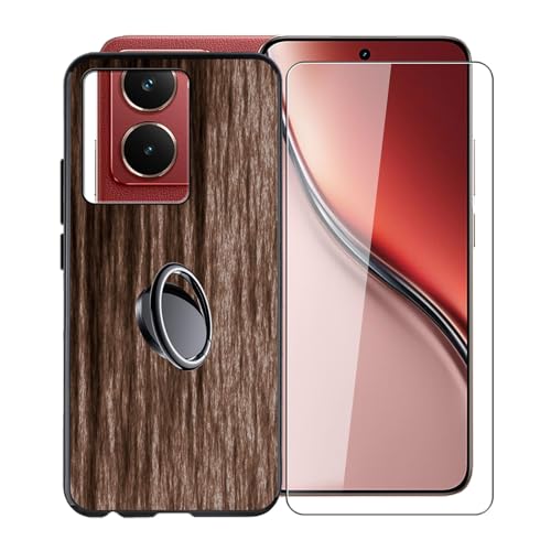 KJYFOANI für Realme P3 Ultra (6.83") Handyhülle+1 Stück Schutzglas Gehärteter Film,Schwarz Weiche Silikon Stoßfest Schutzhülle mit Handy-Ringhalter, für Realme P3 Ultra Hülle - XV22 von KJYFOANI