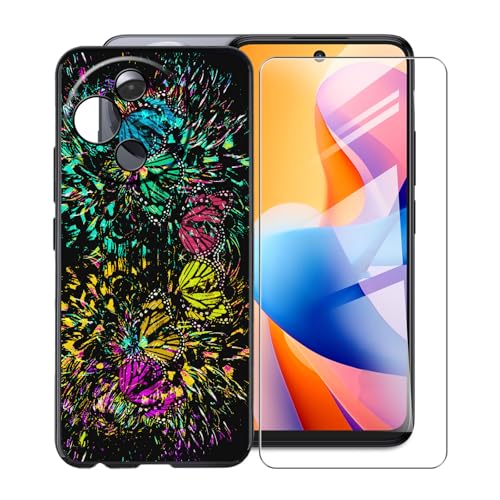 KJYFOANI für TCL 60 5G Handyhülle und 1 Stück Schutzglas Gehärteter Film,Ultra Dünn Weiche Silikon Stoßfest Schutzhülle,Schwarz FallSchutz Hülle für TCL 60 5G (6.67") - XV52 von KJYFOANI