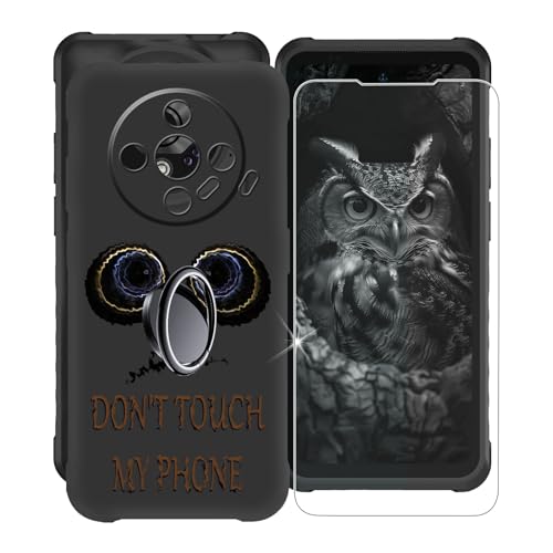 KJYFOANI für Ulefone Armor X31 (6.56") Handyhülle+1 Stück Schutzglas Gehärteter Film,Schwarz Weiche Silikon Stoßfest Schutzhülle mit Handy-Ringhalter, für Ulefone Armor X31 Hülle - Don't Touch von KJYFOANI