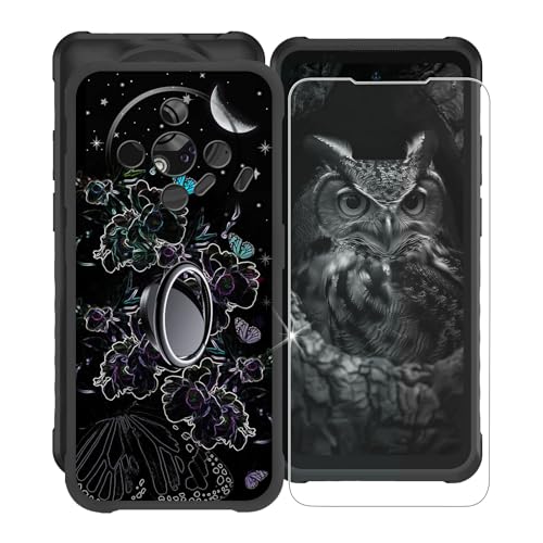 KJYFOANI für Ulefone Armor X31 (6.56") Handyhülle+1 Stück Schutzglas Gehärteter Film,Schwarz Weiche Silikon Stoßfest Schutzhülle mit Handy-Ringhalter, für Ulefone Armor X31 Hülle - XT29 von KJYFOANI