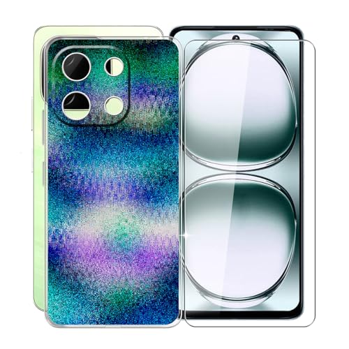 KJYFOANI für Umidigi Note 100A Handyhülle mit 1 Stück Gehärtetem Glas Displayschutz, Transparent Weiche Silikon TPU Case Stoßfeste Kratzfeste Hülle für Umidigi Note 100A (6.80") - XV56 von KJYFOANI