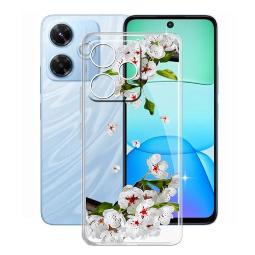 KJYFOANI für Xiaomi Redmi 13x Hülle, Transparente Weiche Silikon TPU Bumper Cover, Ultradünne Schutzhülle - FallSchutz Stoßfeste Handyhülle für Xiaomi Redmi 13x (6.79") - Birnenblüte von KJYFOANI