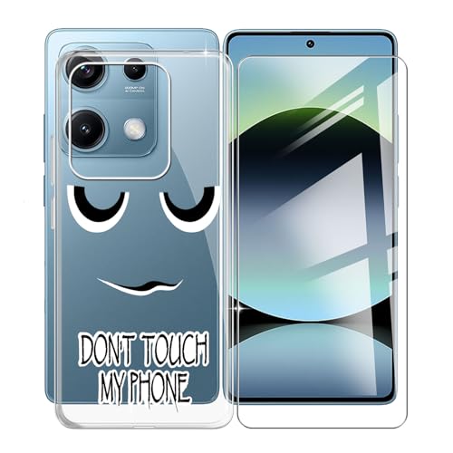 KJYFOANI für Xiaomi Redmi Note 14S Handyhülle mit 1 Stück Gehärtetem Glas Displayschutz, Transparent Weiche Silikon TPU Case Stoßfeste Kratzfeste Hülle für Xiaomi Redmi Note 14S (6.67") - DU06 von KJYFOANI