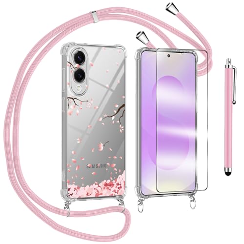 Handykette Kompatibel mit Samsung Galaxy S25 Edge Hülle mit Displayschutzfolie Schutzfolie, Necklace Handyhülle mit Abnehmbar Kordel zum Umhängen Silikon Case Schutzhülle mit Band, Rosa Handykette Kompatibel mit Samsung Galaxy S25 Edge Hülle mit Displayschutzfolie Schutzfolie, Necklace Handyhülle mit Abnehmbar Kordel zum Umhängen Silikon Case Schutzhülle mit Band, Rosa von KJYLPO