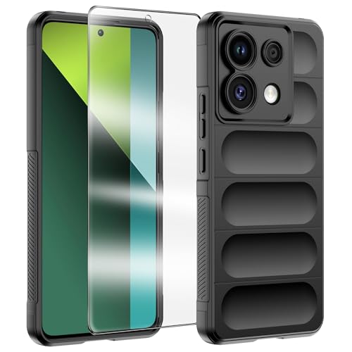 KJYLPO Hülle kompatibel mit Xiaomi Redmi Note 13 Pro 5G Hülle（Nicht anwendbar auf 4G）, 1 Stück Panzerfolie, weicheTPUFlüssigsilikonhülle, Stoßfeste Anti-Scratch Gummi Schutzhülle - Schwarz von KJYLPO
