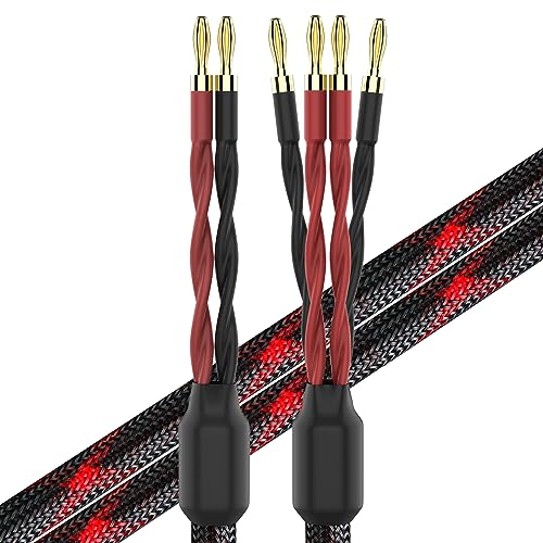 KK CABLE k4B-2B Bi-Wire Lautsprecherkabel (2 Bananenstecker - 4 Bananenstecker), 1 Paar Set (insgesamt 12 Bananenstecker), k4B-2B (1,5 m) von KK CABLE