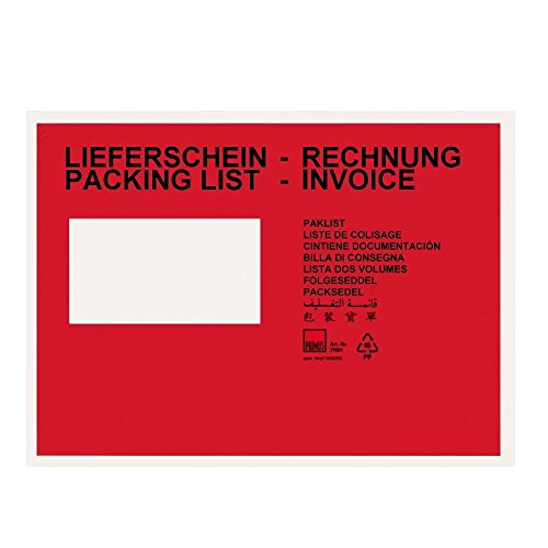 1000 Lieferscheintaschen Für Lieferscheine oder Rechnungen im DIN C5 Format in Rot von KK Verpackungen