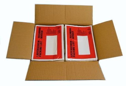 250 rote Lieferscheintaschen Din C6 Begleitpapiertaschen Begleitpapierhüllen von KK Verpackungen