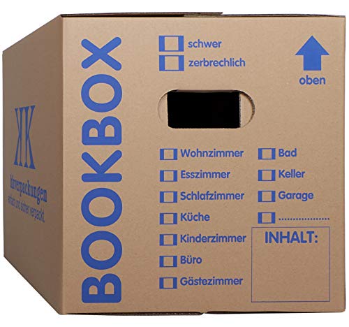 5 Bücherkartons 2 wellig in Profi Qualität Bookbox von KK Verpackungen