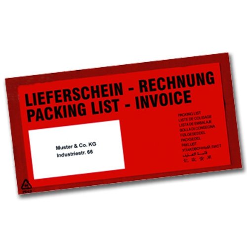 500 rote Lieferscheintaschen DIN lang Dokumententaschen Begleitpapierhüllen NEU von KK Verpackungen
