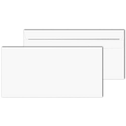 KK Verpackungen® Briefumschläge in DIN lang | 50 Stück, 110x220 mm, Selbstklebende Kuverts ohne Fenster in Weiß von KK Verpackungen